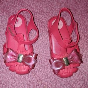 Zaxy Dark Pink Bow Jelly Flat Toddler Size 10